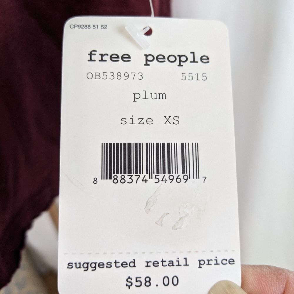 Free People HP! NWT top XS olive burgundy oversized - Picture 8 of 13